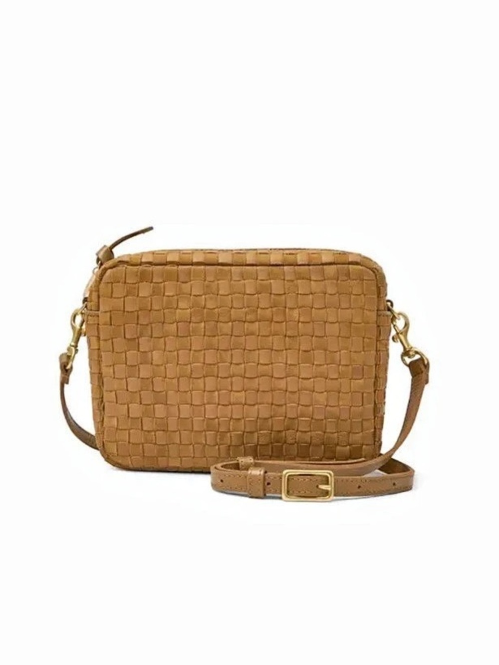 Clare V. Midi Sac. Woven Leather Crossbody in SEQUOIA